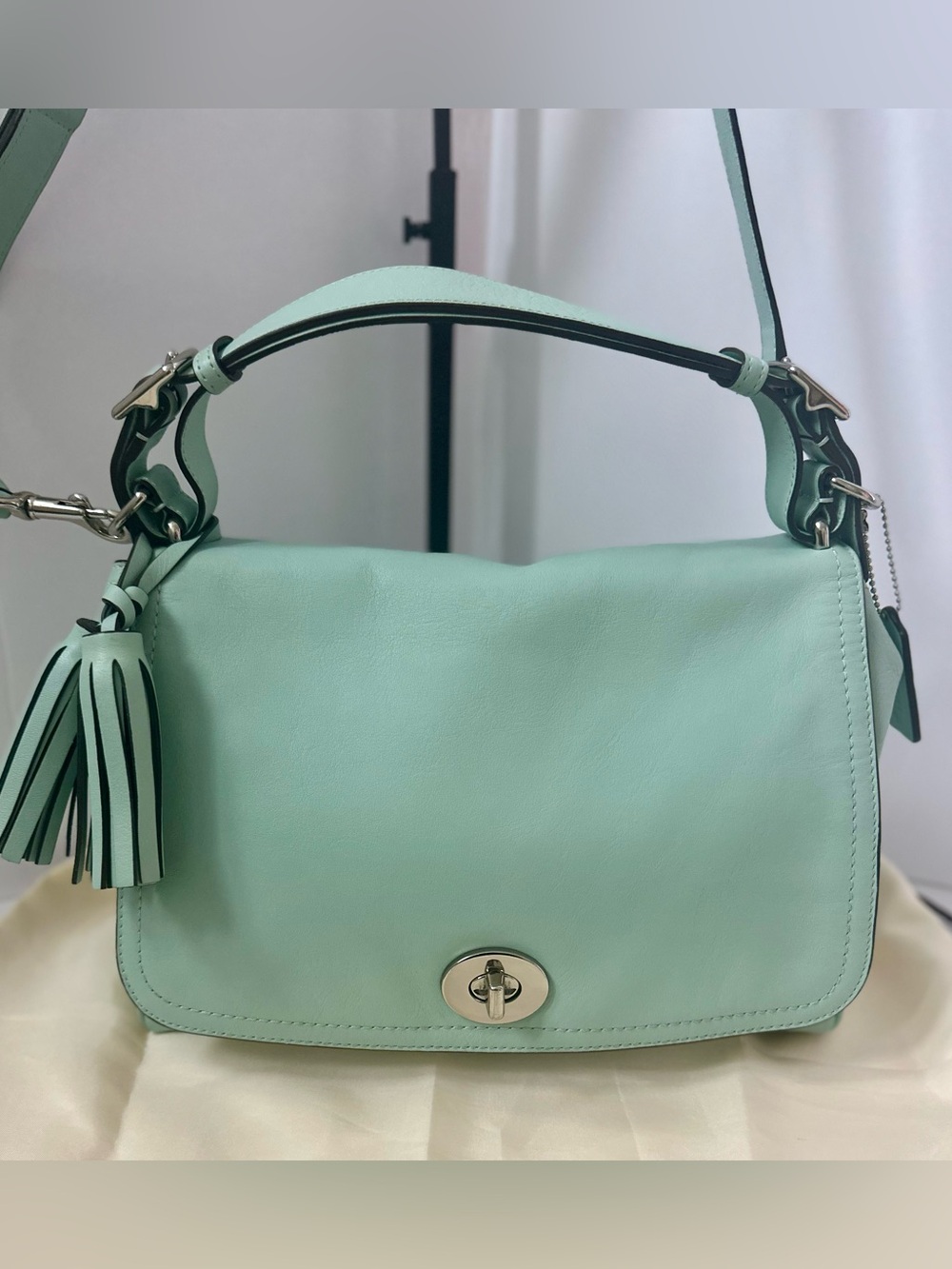 COACH Legacy Romy Top Handle Shoulder/Crossbody Mint Green Leather22383 Turnlock